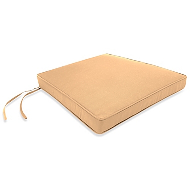 Solid Trapezoid Boxed Edge Chair Cushion in Sunbrella&reg; Canvas Camel. View a larger version of this product image.