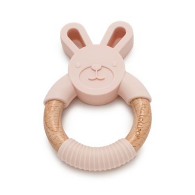 Loulou Lollipop Wood and Silicone Bunny Teether Ring