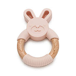 Loulou Lollipop Wood and Silicone Bunny Teether Ring in Blush