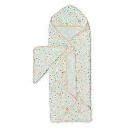 Loulou Lollipop 2-Piece Bunny Meadow Hooded Towel and Washcloth Set