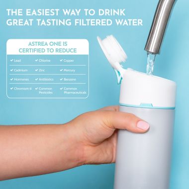 astrea One&reg; 20 oz. Filtered Water Bottle in Black. View a larger version of this product image.