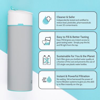 astrea One&reg; 20 oz. Filtered Water Bottle in Black. View a larger version of this product image.