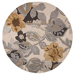 Jaipur Blue Collection Floral 8-Foot Round Area Rug in Ivory/Yellow