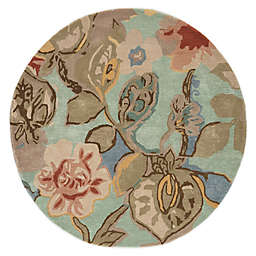 Jaipur Blue Collection Floral 8-Foot Round Area Rug in in Blue/Red