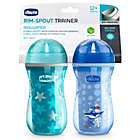Alternate image 1 for Chicco&reg; 2-Pack 9 oz. Insulated Rim-Spout Trainer Sippy Cups in Blue/Teal