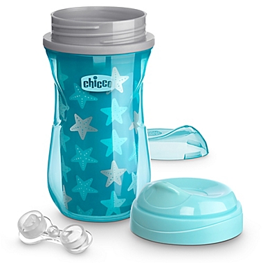 Chicco&reg; 2-Pack 9 oz. Insulated Rim-Spout Trainer Sippy Cups in Blue/Teal. View a larger version of this product image.