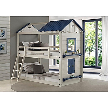Star Gaze Twin Over Twin Bunk Bed in Light Grey/Blue. View a larger version of this product image.