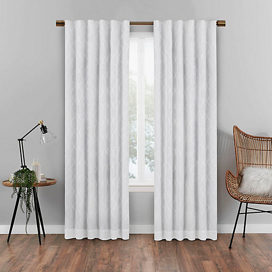 Alternate image 1 for Eclipse Nora Geometric 63-Inch Rod Pocket 100% Blackout Curtain Panel in White (Single)