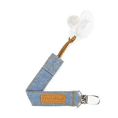 BooginHead&reg; PaciGrip 2-Pack Luxury Pacifier Straps in Denim. View a larger version of this product image.