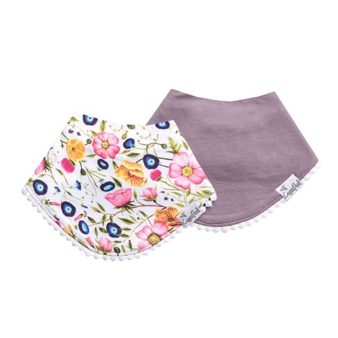 Copper Pearl™ 2Pack Isabella Pompom Bandana Bibs buybuy BABY