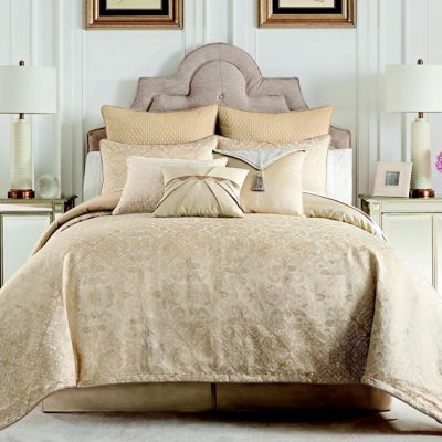 Hillcrest Set of 10 King Riverbrook Home Polyester Comforter Set Ivory/Gold