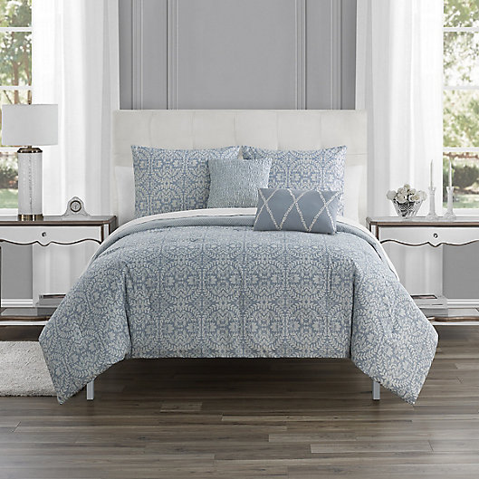 Rouen Reversible Comforter Set, Periwinkle Twin Bedding