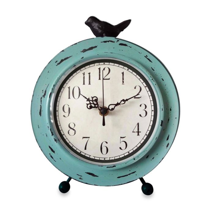 Table Clock with Bird in Aqua Bed Bath & Beyond