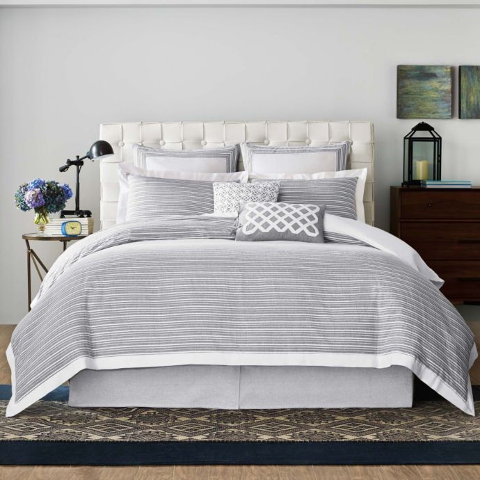 Real Simple Soleil Duvet Cover In Grey Bed Bath And Beyond Canada
