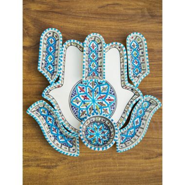 Kamsah Turquoise Hamsa 12-Inch Dip Set. View a larger version of this product image.