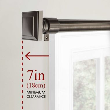 Maytex Premium Smart 48-Inch to 120-Inch Adjustable Single Curtain Rod Set in Graphite. View a larger version of this product image.