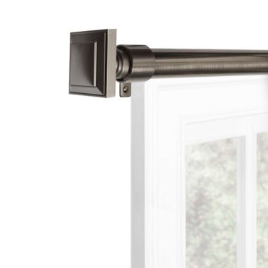 Maytex Premium Smart 48-Inch to 120-Inch Adjustable Single Curtain Rod Set in Graphite. View a larger version of this product image.
