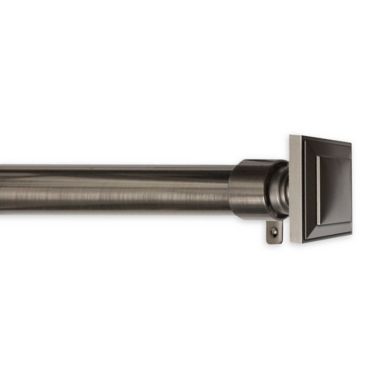 Maytex Premium Smart Adjustable Single Curtain Rod Set in Graphite. View a larger version of this product image.