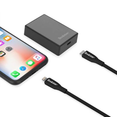 Brookstone® 6-Foot USB Fast Charging Lightning Cable & Adapter in Black |  Bed Bath & Beyond