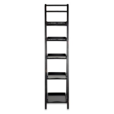 Sawhorse 72 Inch Ladder Shelf Bookcase, White Little Sloane Leaning Bookcase Bins