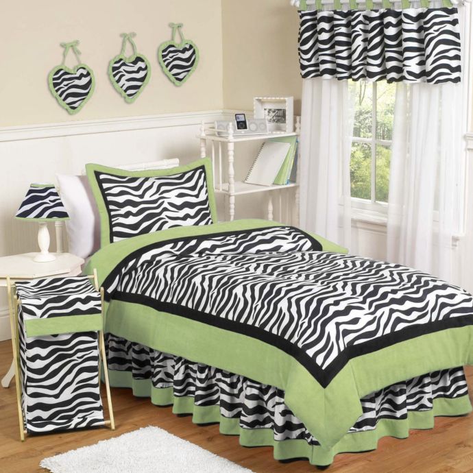 Sweet Jojo Designs Funky Zebra Bedding Collection In Lime Bed