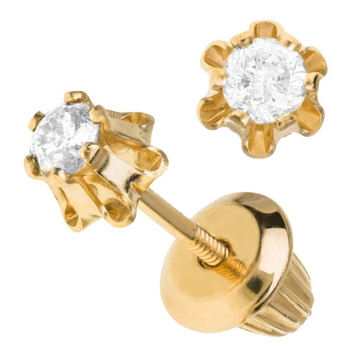 Precious Things Children's 14K Yellow Gold 6Prong .14 cttw Diamond