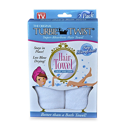 Alternate image 1 for The Original Turbie Twist® Super-Absorbent Hair Towel in White (Set of 2)