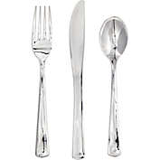 Private Label 32-Count Assorted Plastic Cutlery Set in Silver