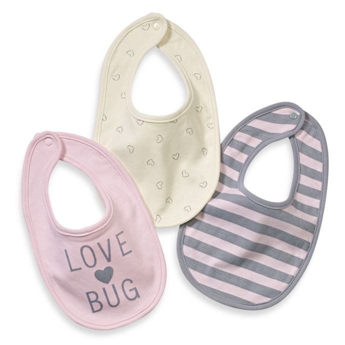 Sterling Baby Size 0-6M 3-Pack Bibs in Pink/Grey/Ivory | Bed Bath & Beyond