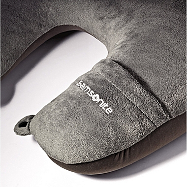 Samsonite Magic 2-in-1 Travel Pillow with Pocket in Charcoal. View a larger version of this product image.