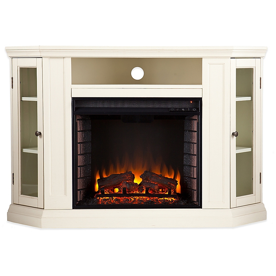 Southern Enterprise Claremont Corner Convertible Electric Fireplace In Ivory