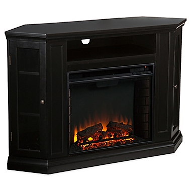 Southern Enterprise Claremont Corner Convertible Electric Fireplace in Black. View a larger version of this product image.