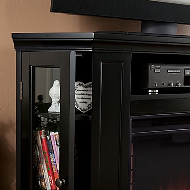 Southern Enterprise Claremont Corner Convertible Electric Fireplace in Black. View a larger version of this product image.