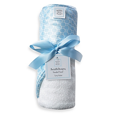 Swaddle Designs&reg; Mini Mod Circles Hooded Towel in Blue. View a larger version of this product image.
