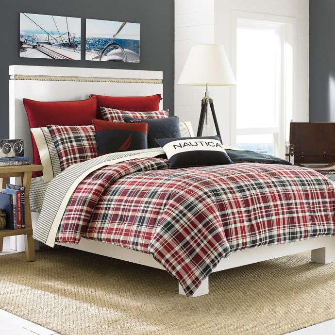 plaid comforter set taupe