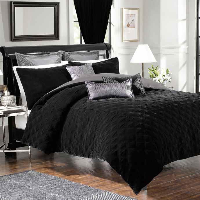 Velvet Comforter And Sham Set In Black Bed Bath Beyond