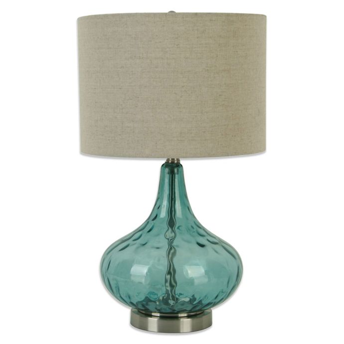 Glass Droplet Table Lamp in Teal with CFL Bulb | Bed Bath ...