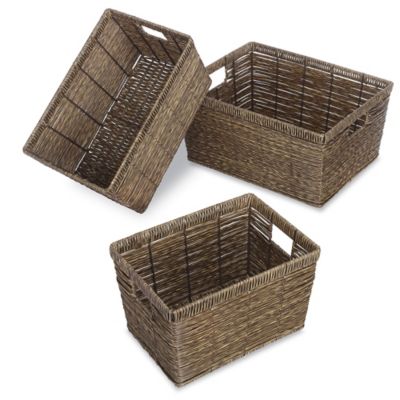 Whitmor Rectangular Rattique Baskets (Set of 3)