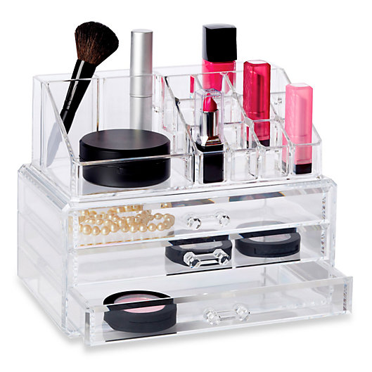 Alternate image 1 for Deluxe 2-Piece 3 Drawer Cosmetic Organizer Set