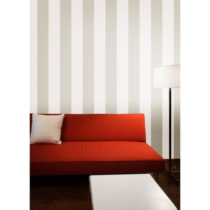 Tempaper® Double Roll Removable Wallpaper in Stripe Taupe Bed Bath