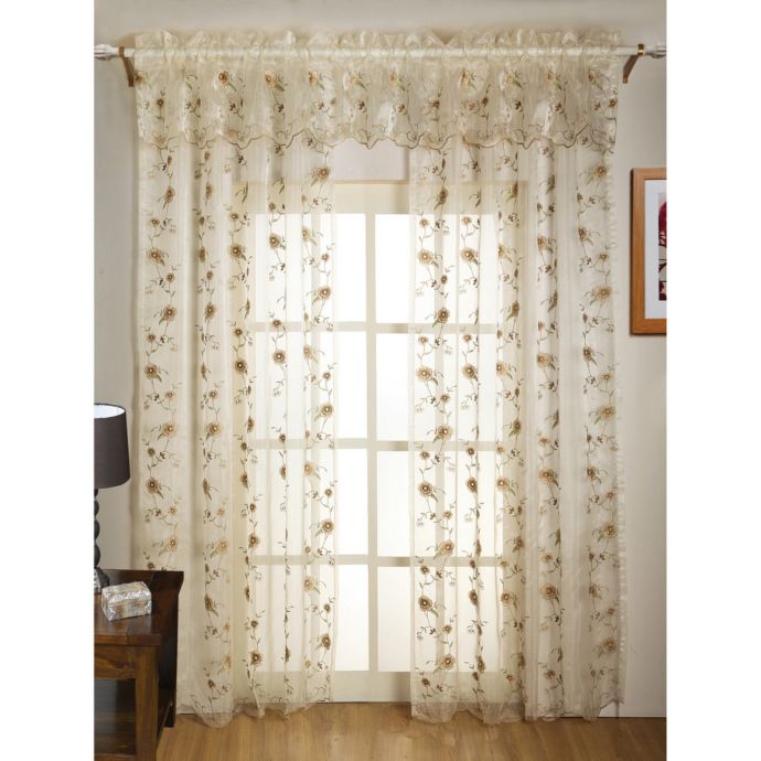 Madeline Sheer Embroidered Leaf Window Valance Bed Bath & Beyond