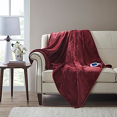 Beautyrest&reg; Berber Solid Microlight Heated Throw Blanket in Garnet. View a larger version of this product image.
