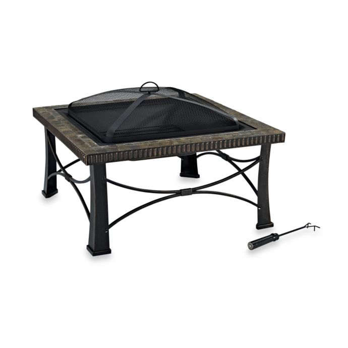 Crosley Firestone Square Slate Fire Pit In Black Bed Bath Beyond