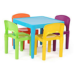 Tot Tutors Playtime 4-Piece Plastic Table & Chairs Set in Aqua