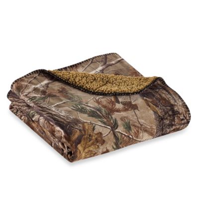 Heavy Weight Micro Mink to Sherpa Blanket Camouflage Realtree Camo Throw 