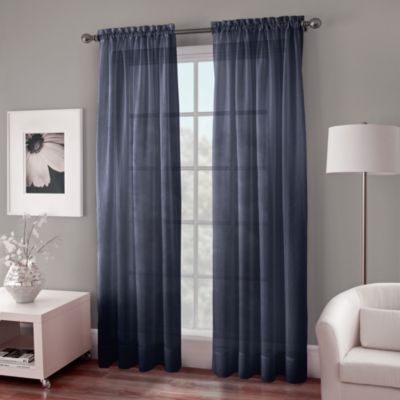 Crushed Voile Sheer 63-Inch Rod Pocket Window Curtain Panel in Spa Blue 