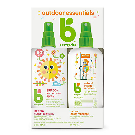 Alternate image 1 for Babyganics® 2-Pack Mineral-Based Sunscreen Spray + Natural Insect Repellent
