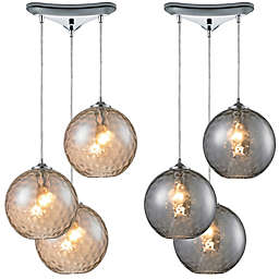 HGTV Home Watersphere 3-Light Pendant Blown Glass Light in Polished Chrome