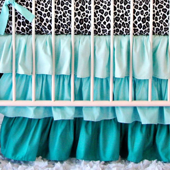 Caden Lane Girly Aqua Leopard Crib Bedding Set Buybuy Baby