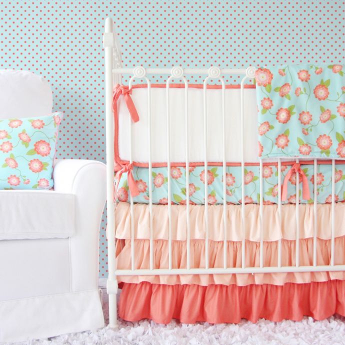 Caden Lane Coral Floral Crib Bedding Collection Buybuy Baby